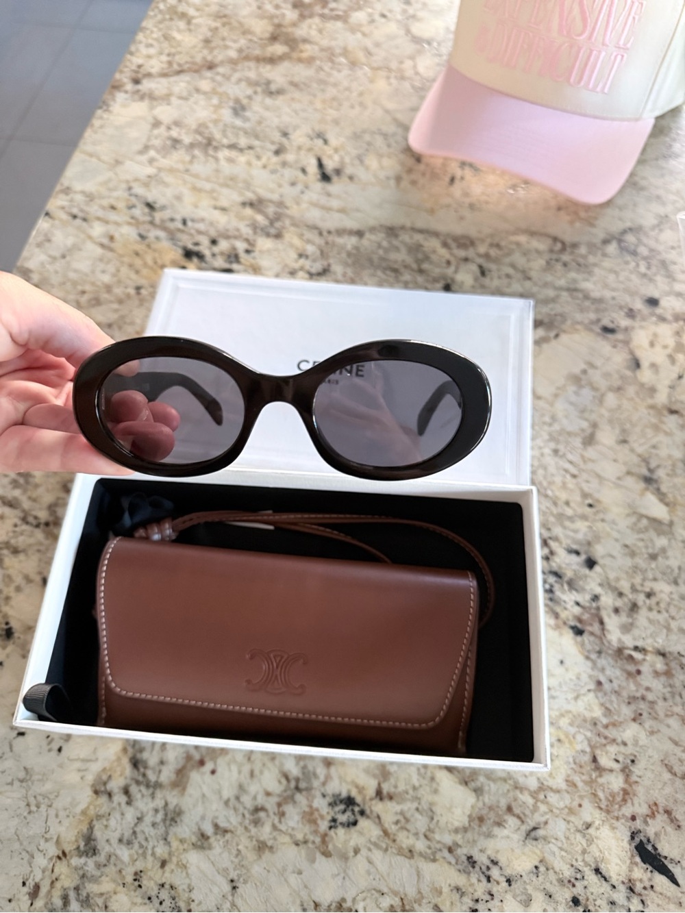 Celine Black Oval Acetate Sunglasses - Picture 4 of 7